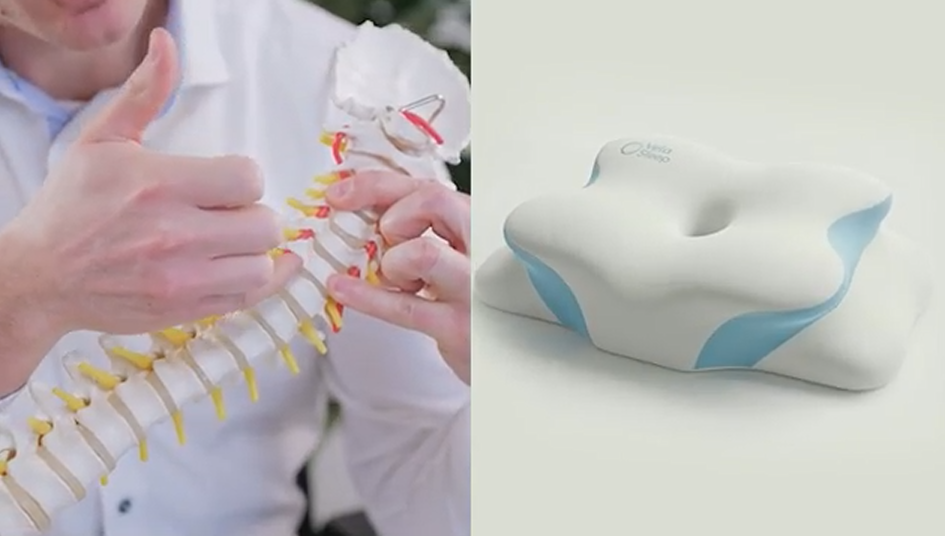 The science behind VelaSleep Pillow โ cervical spine model and product detail